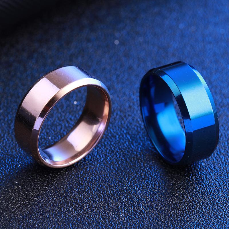 8MM nerezová ocel jednoduchá černá stříbrná zlatá barva lesklý prsten pro páry pro ženy, muži, svatební šperky