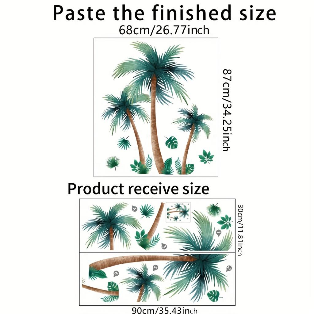 Beach Scenery Coconut Tree Wall Stickers DIY Palm Tree Decals Living Room Bedroom Home Decoration Self-adhesive Wall Accessories