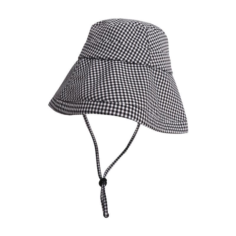 Women's Korean Style Plaid Fisherman Hat - Large Brim, UV Protection, Foldable for Spring & Summer