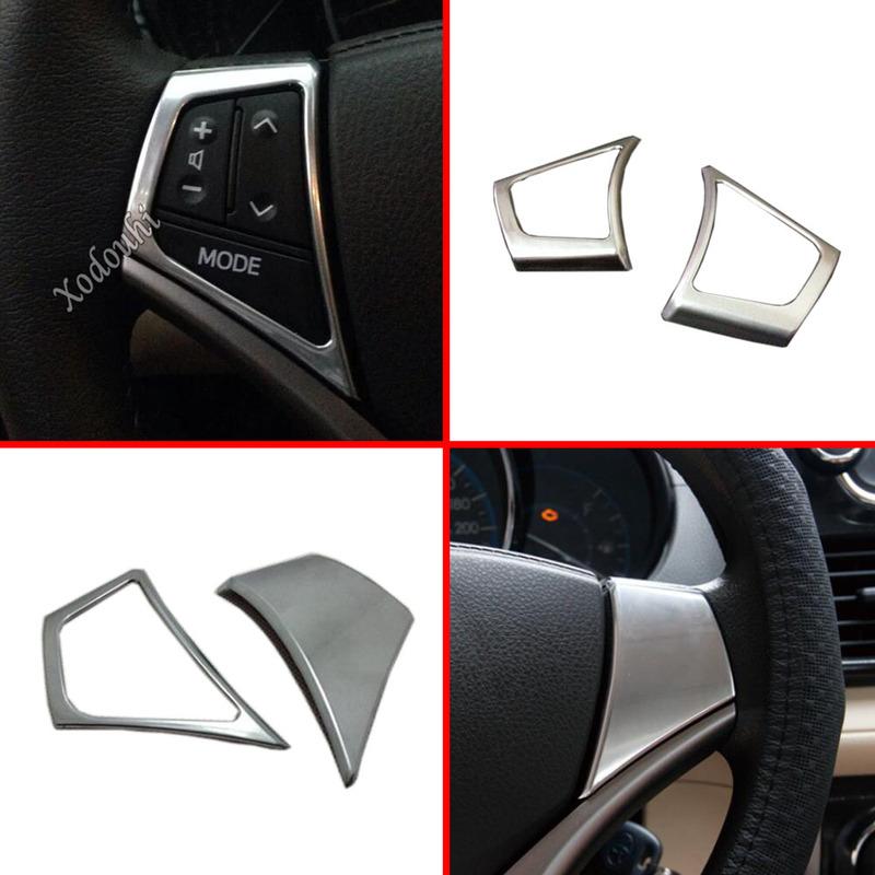 Car ABS Matte Steering Wheel Interior Kit Trim Frame Panel Hood 2pcs For Toyota Vios/Yaris Sedan 2014 2015 2016 2017 2018