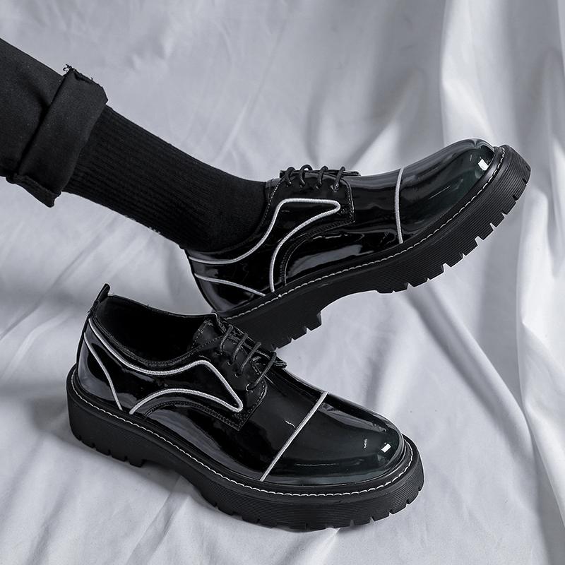 Fashion Men's Luxury Thick Bottom Platform Loafers Casual Shoes New Black White Shoes Hair Stylist Man Leather Shoe Spring and Autumn