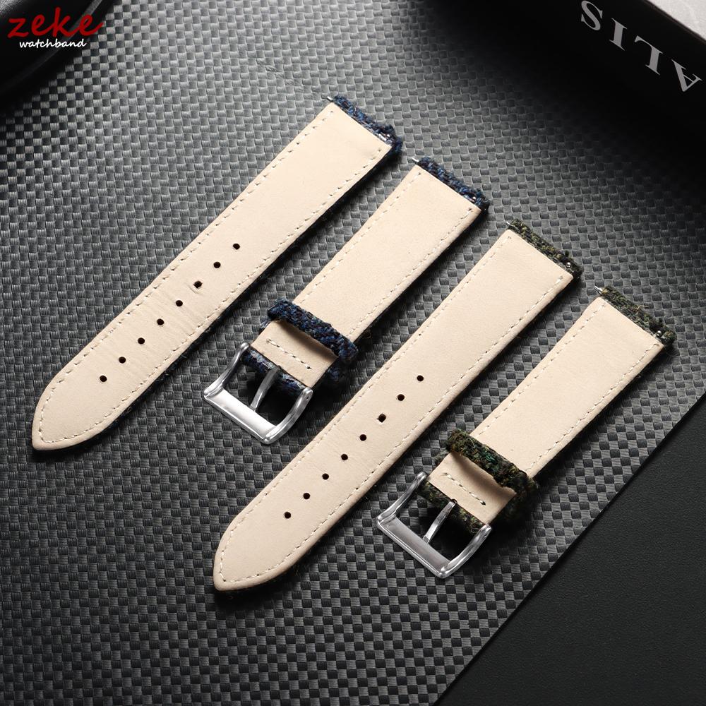 18/20/22mm Schnellverschlussarmband Echtes Leder Nylon Uhrenarmband Vintage Tweed-Webart Armband für Herren Damen Universelles Armband