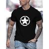 European Sizes Men's Round Neck Short Sleeve T-Shirt with Five-Pointed Star Pattern for Spring, Summer, and Autumn Casual Wear