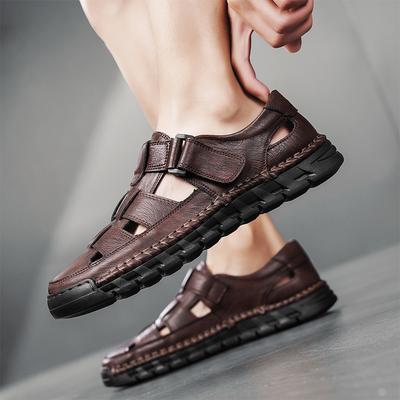 Mode Leicht Rutschfest Roma Sneaker Zehenschutz Neue Herren Sandalen Klassische Echtleder Sandalen Stilvolle Outdoor Strandschuhe