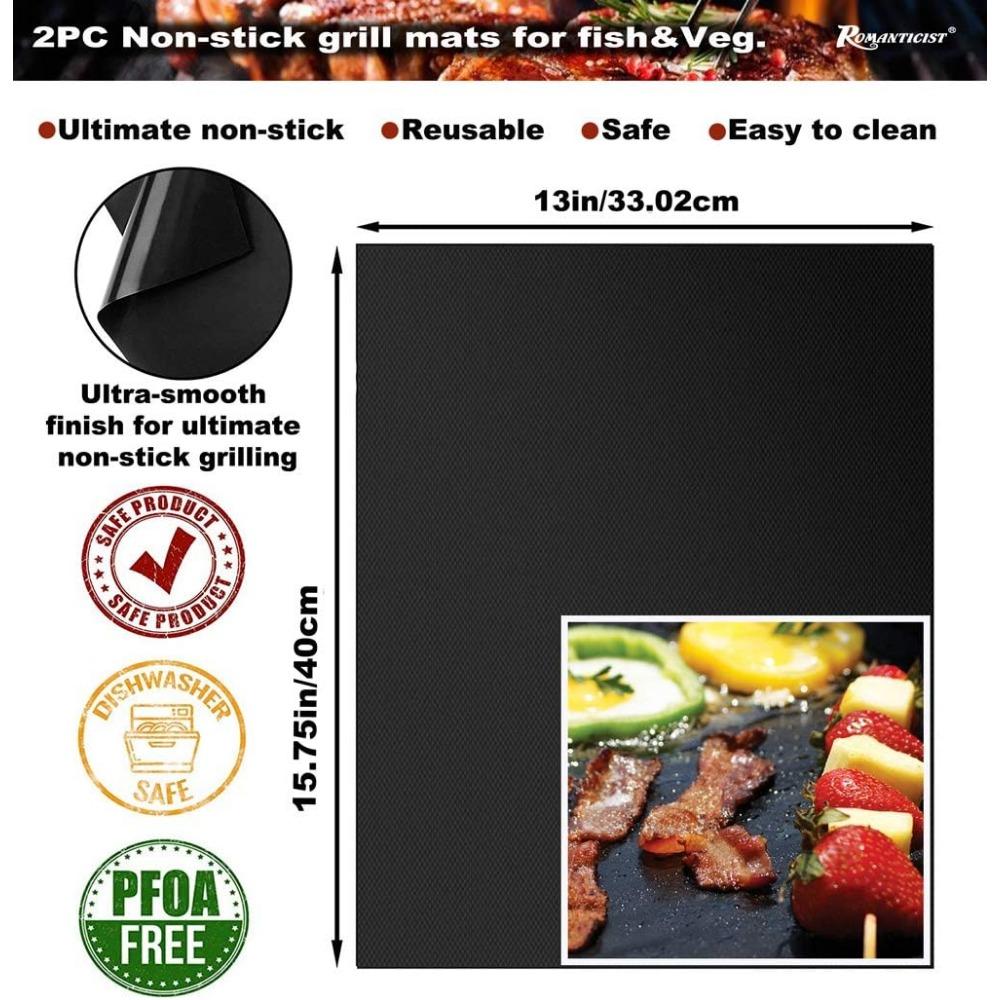 ROMANTICIST 23pcs Must-Have BBQ Grill Accessories Set with Thermometer in Case - Stainless Steel Barbecue Tool Set with 2 Grill