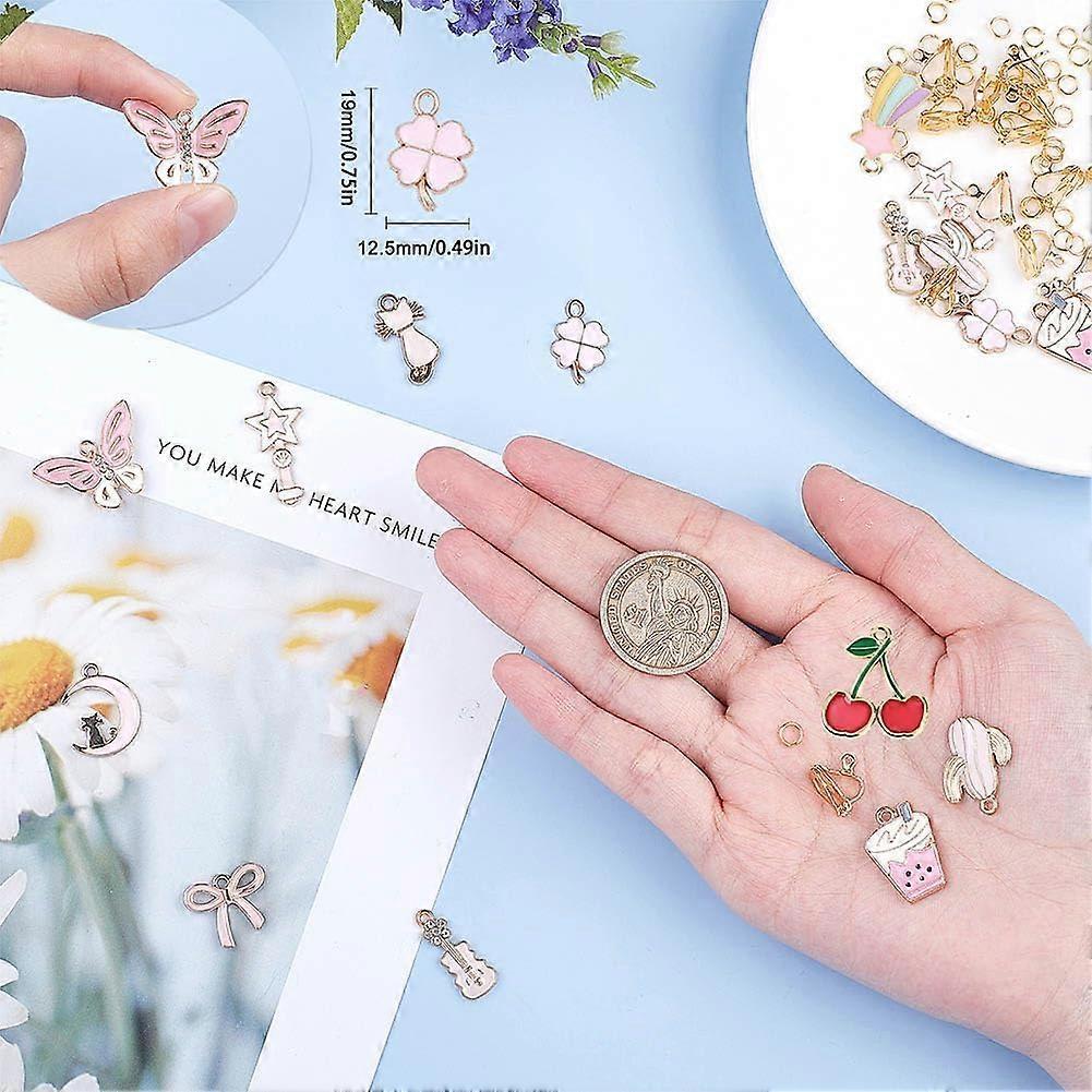 1 Box DIY 12 Pairs Clip On Earrings Pink Themed Clip On Earring Making Kit for Little and Women Jewelry Making Supplies