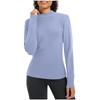 Ladies' Casual And Fashionable Solid Color Round Neck With Warm Long Sleeved T-shirt Top