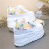 Fashion 12CM High Brand Sunthetic Summer Fashion Mesh Chunky Sneaker Hollow Casual Shoes Platform Wedge Flats Bling Leather Comfy