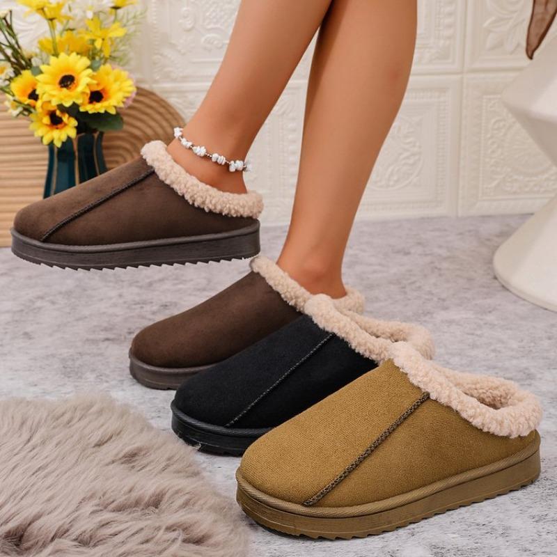 Large size flat-soled cotton shoes for women's autumn and winter new velvet thickened warm snow boots for women