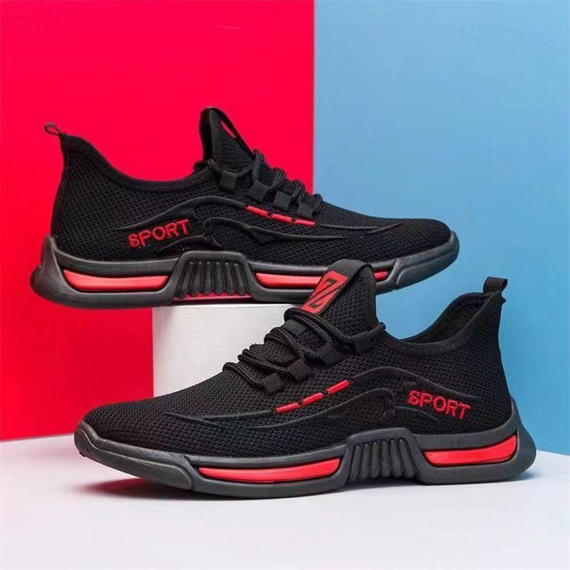 Breathable Casual Mesh Men's Shoes One-pedal Sports Trendy Shoes Men's High-value Versatile Flying Woven Running Shoes