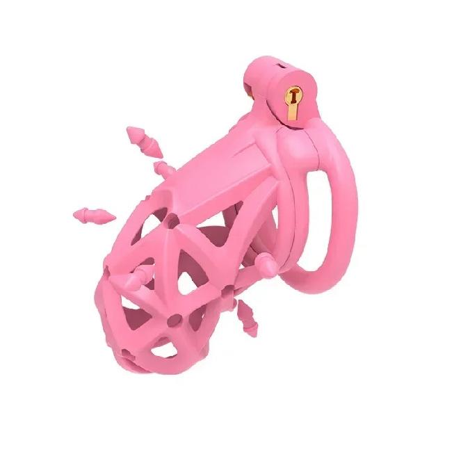 26 New Diamond Stud Male Chastity Cage 4 Free Rings Dual Soft Spikes CB Lock Penis Restraint for Men Adult Intimate Sex Toy 18+
