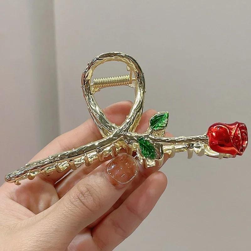 Elegant Fashionable Butterfly Rose Tulip Metal Clip Women Gentle Sexy Hair Clips Versatile Girls High-end Exquisite Shark Clips