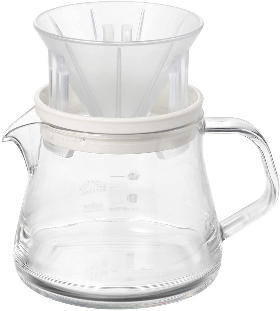 Akebono Sangyo Strong 400 Coffee Compact Dripper Made In Made of Lightweight and Tritan Transparent As with Wide Mouth for Easy Server, Set, White,