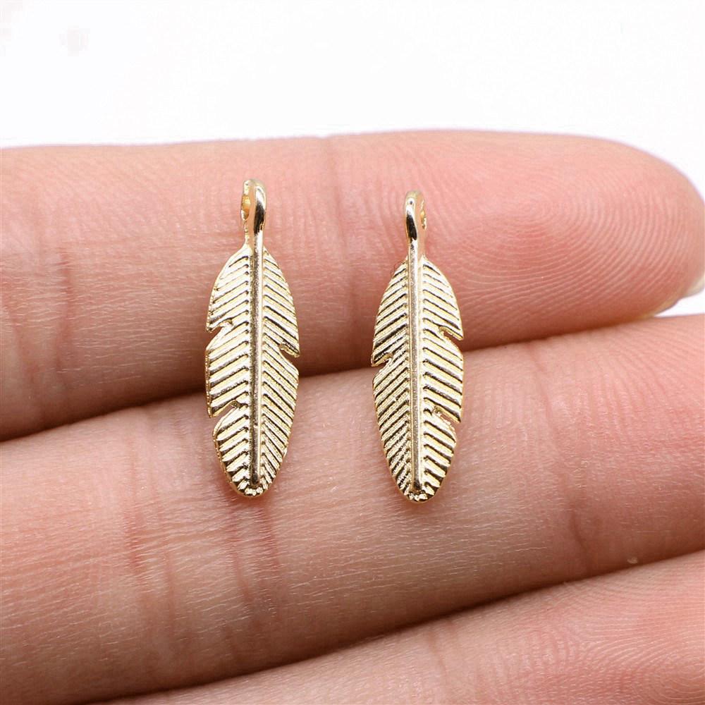 Feathers Leaf Nature Charm Antique Bronze Zinc Alloy Jewelry Making Supplies Bracelet Making Style Pendants