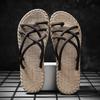 Slippers men's summer popular personalized weaving casual outer wear toe non-slip trend beach shoes sandals flip-flops