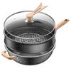 34cm Titanium Alloy Non-stick Wok with Steamer