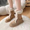 Winter New Trend Platform Flats Shoes Casual Short Plush Boots Suede Women Mid Calf Snow Boots Outdoor Trendy Warm Cotton Shoes