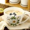 600ml Large Capacity Bone China Cup - Floral Ceramic Cup for Milk Oatmeal Breakfast, Safe for Oven Microwave Dishwasher