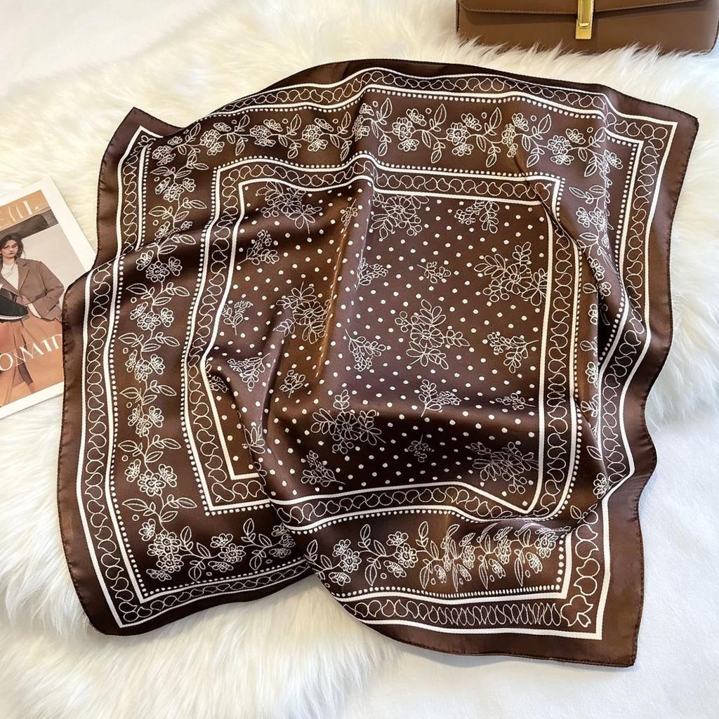 High-end light luxury small square scarf women's Hangzhou satin silk versatile professional wear with shirt scarf neck protection scarf silk scarf