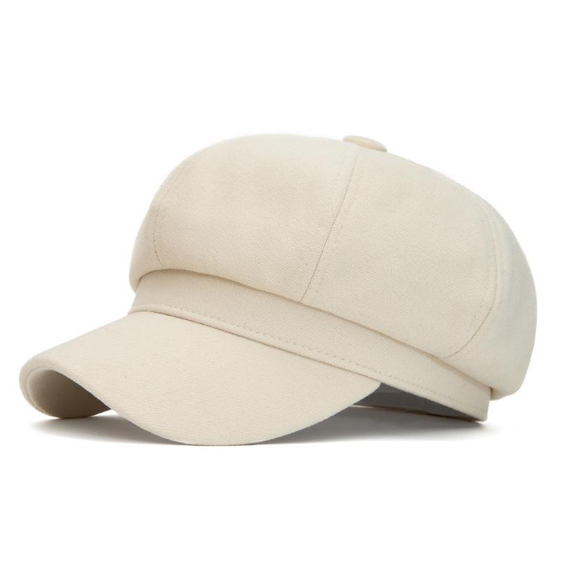 Solid Color Newsboy Cap Unisex Fiddler Hat Adjustable Driving Cabbie Cap Casual Winter Warm