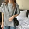 Damen lockeres T-Shirt Kurzarm Minimalistisch einfarbig O-Ausschnitt Oberteil