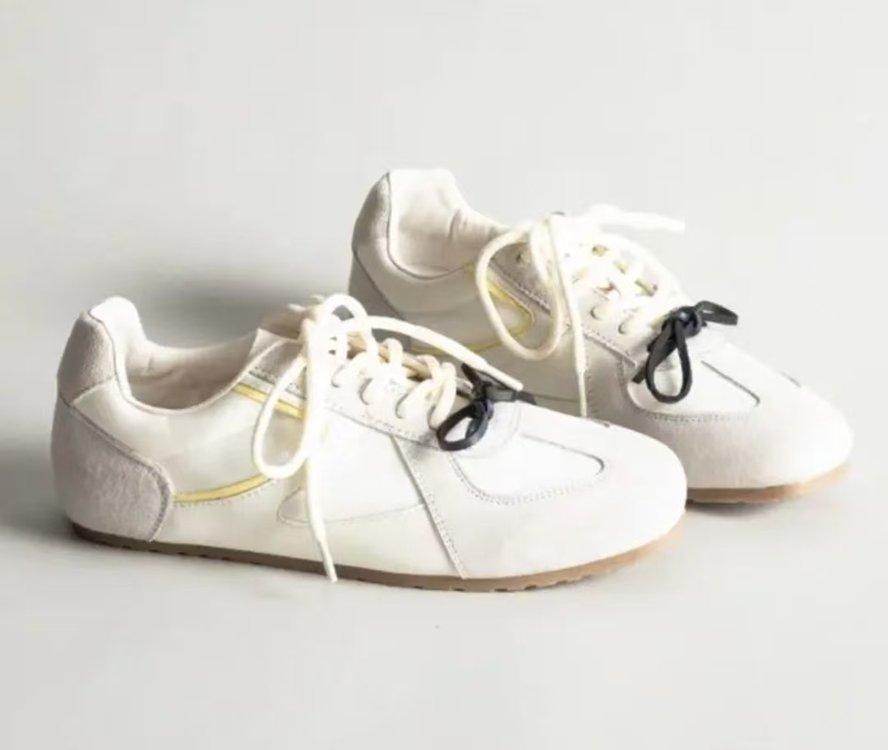 Leather Version! Inner Height-increasing Moral Training Shoes for Women, Spring and Autumn 2025 New Double Lace-up Casual Versatile Sports Shoes 