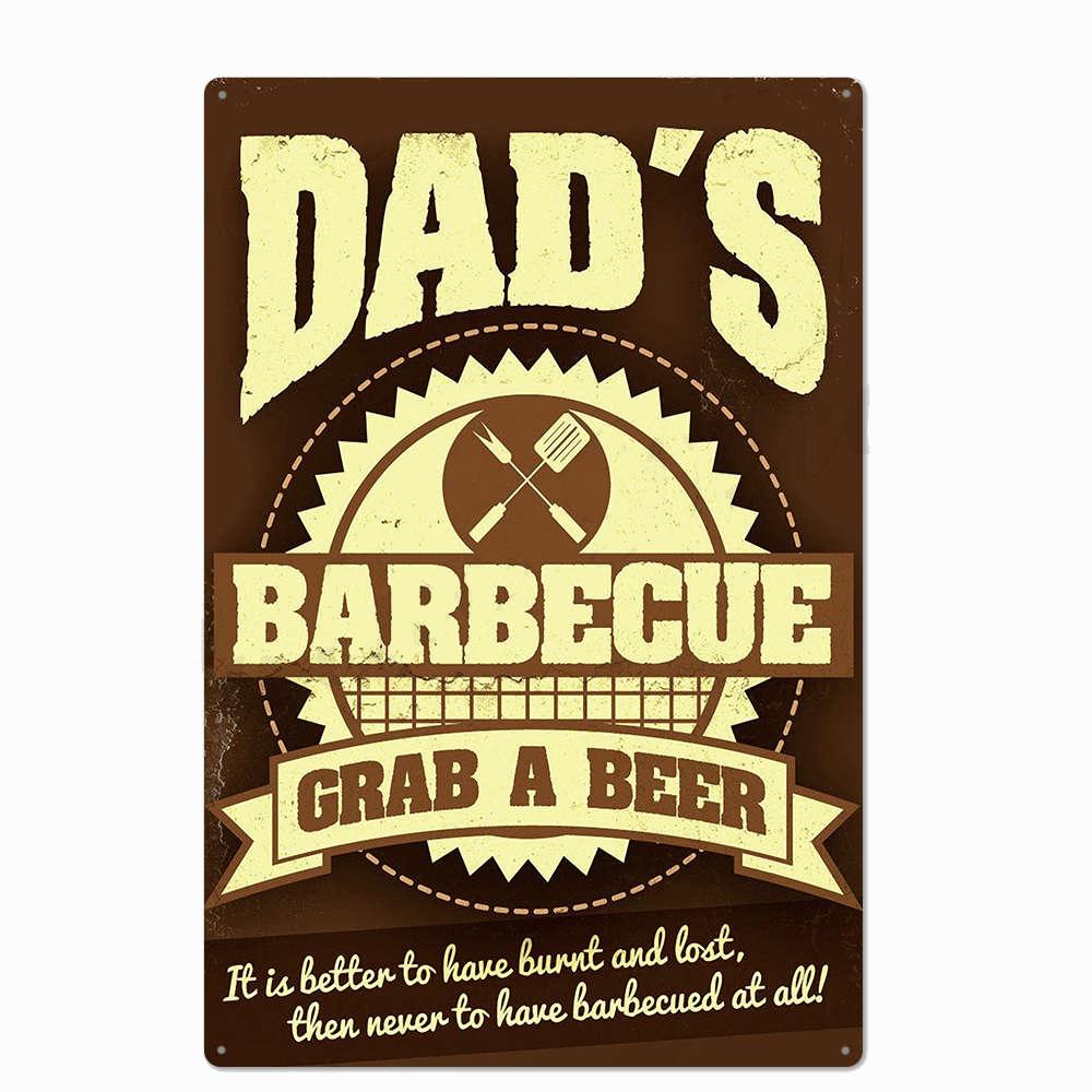ZONA BARBECUE DEL PAPÀ Targa Retro Segni di Latta in Metallo Pub Cucina Casa Griglia Decorazione da Parete Vintage 20X30CM