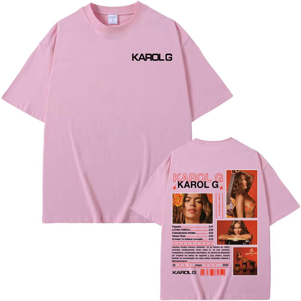 Karol G Tropicoqueta New Album 2025 Cover Tee Shirt Men Women Harajuku Retro High Street T-shirt Summer Tops Pure Cotton T Shirt