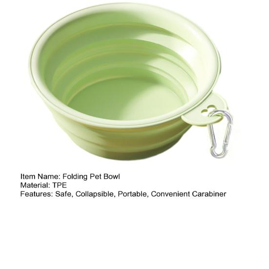 Folding Pet Bowl Portable Dog Water Bowl Foldable Pet Feeding Dish Collapsible Cat Bowl with Carabiner for Travel Outdoor Hiking