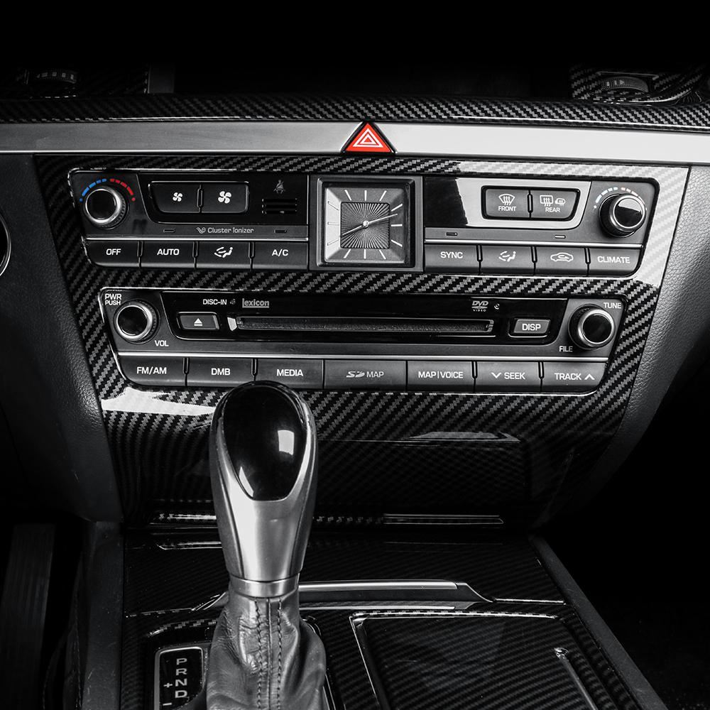 Car Tuning Carbon Fiber ABS Air conditioning Switch Adjustment Frame Cover Trim Accessories For Genesis G80 DH 2015-2020 LHD