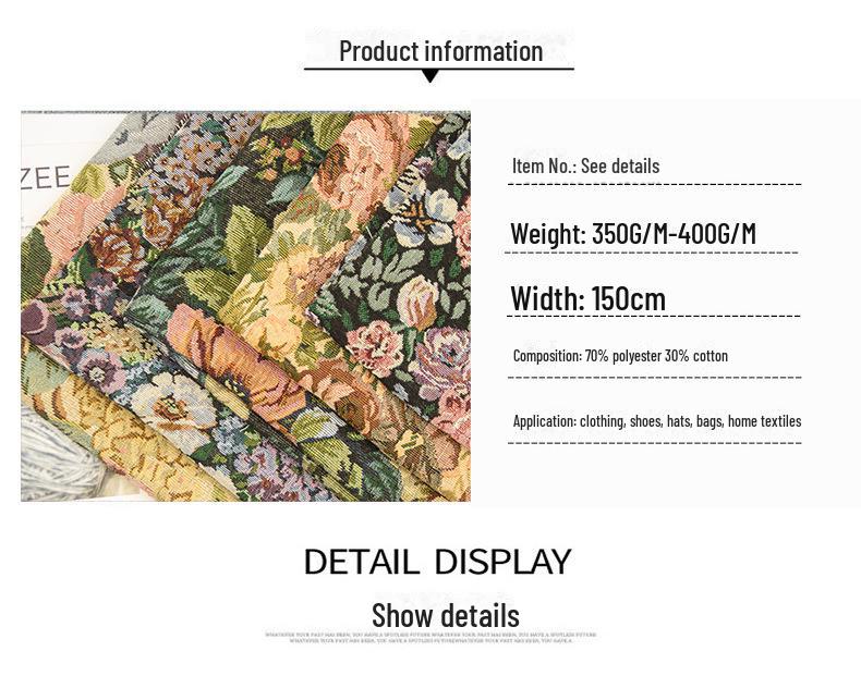 250G Ethnic Style Floral Jacquard Polyester-Cotton Fabric