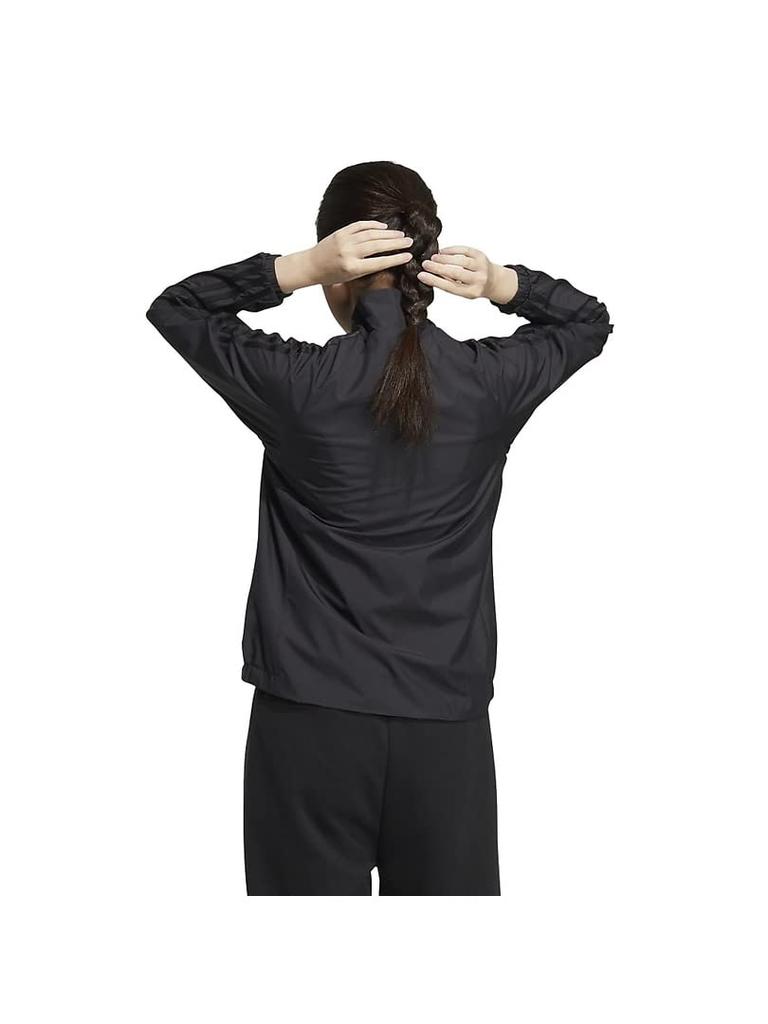 Adidas WI008 Jersey Regular Fit Windbreaker Size M Women's Top, 3-Stripes, Jacket, Black/Black (HM2802),