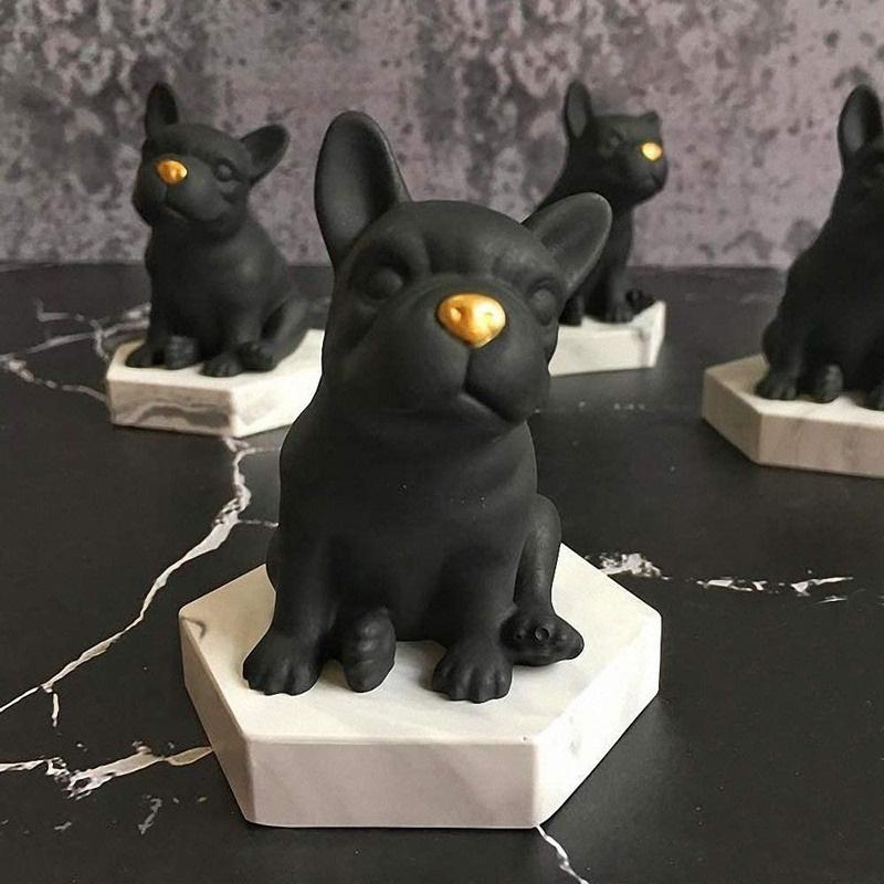 2023 New UV Cake Mousse Crystal Epoxy Mould 3D French Bulldog Silicone Chocolate Shaped Dessert Decoration Baking Accessories