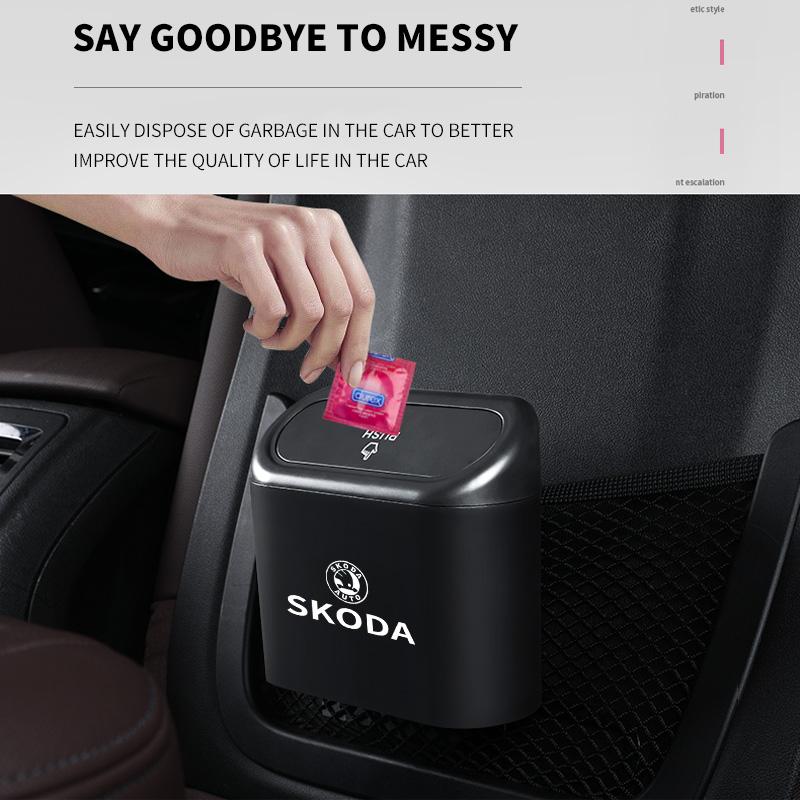 MPLP2 ABS Car Trash Hanging Storage Bin Decor For Skoda Octavia A5 Superb Old Febia Roomster 2013 2005-2008 Rapid Roomster Kodiaq Yeti