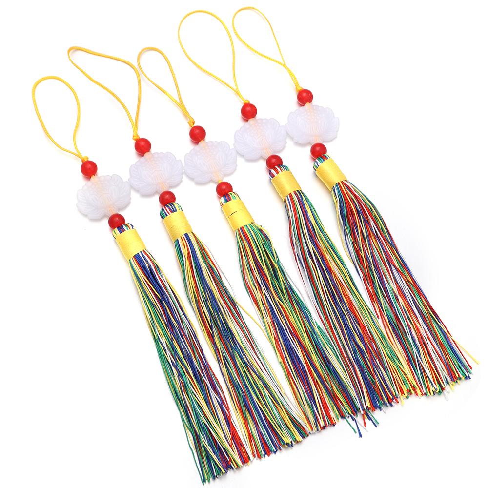10pcs 23cm Tassel Silk Fringe Trim Colorful Handmade White Jade Lotus Tassels For DIY Bookmarks Souvenir Home Party Gift Decor