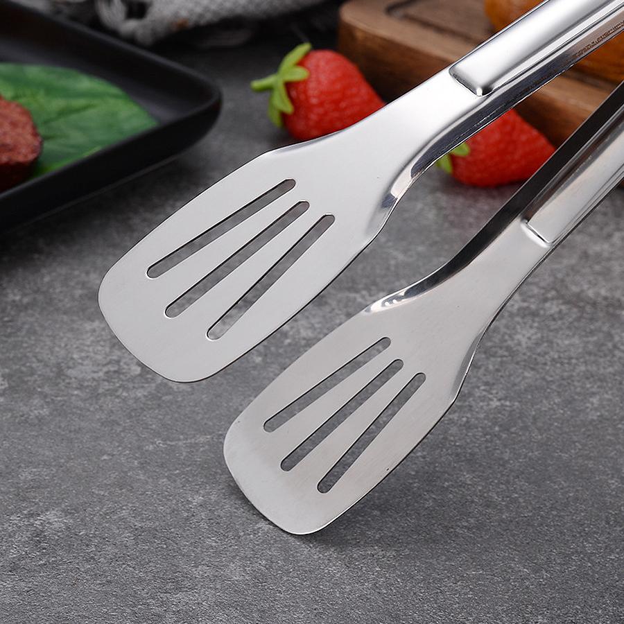 Stainless Steel Kitchen Cooking Tongs Heat Resistant Non-Slip Food Tongs for Barbecue Steak Buffet Serving Baking Bread