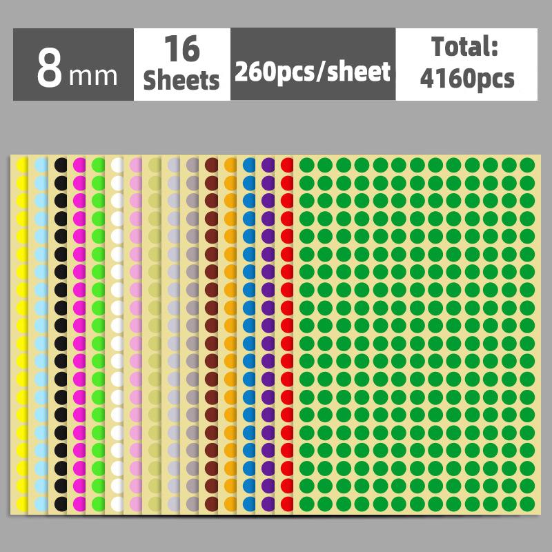 6mm-100mm Self Adhesive Dot Label Stickers 15 Sheets Multi Color and Size Round Stickers for Food Containers/Scrapbook/Packaging
