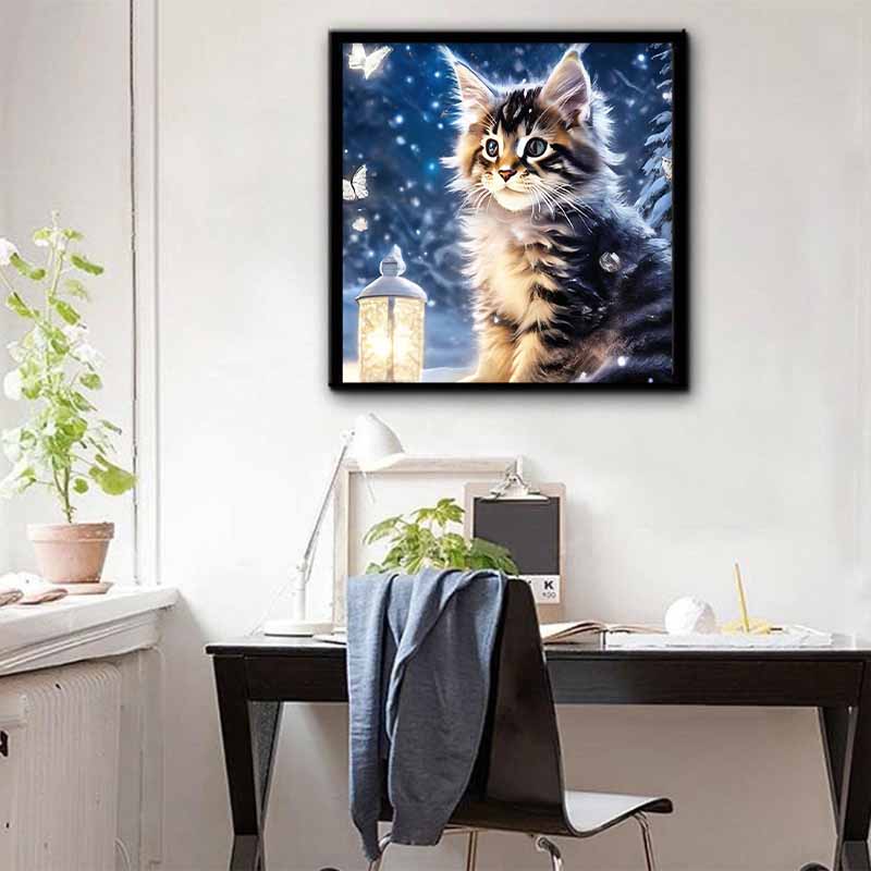 New Arrival 5D DIY Full Circle Diamond Painting "Kitten" Embroidery Cross Stitch Home Decor Gift
