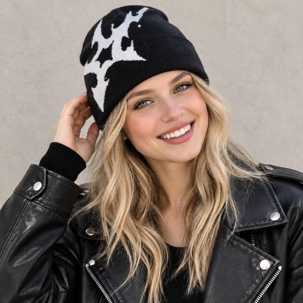 Y2K Jacquard Knitted Hat Hip-hop Casual Skullcap Fashion Winter Hat for Men Women