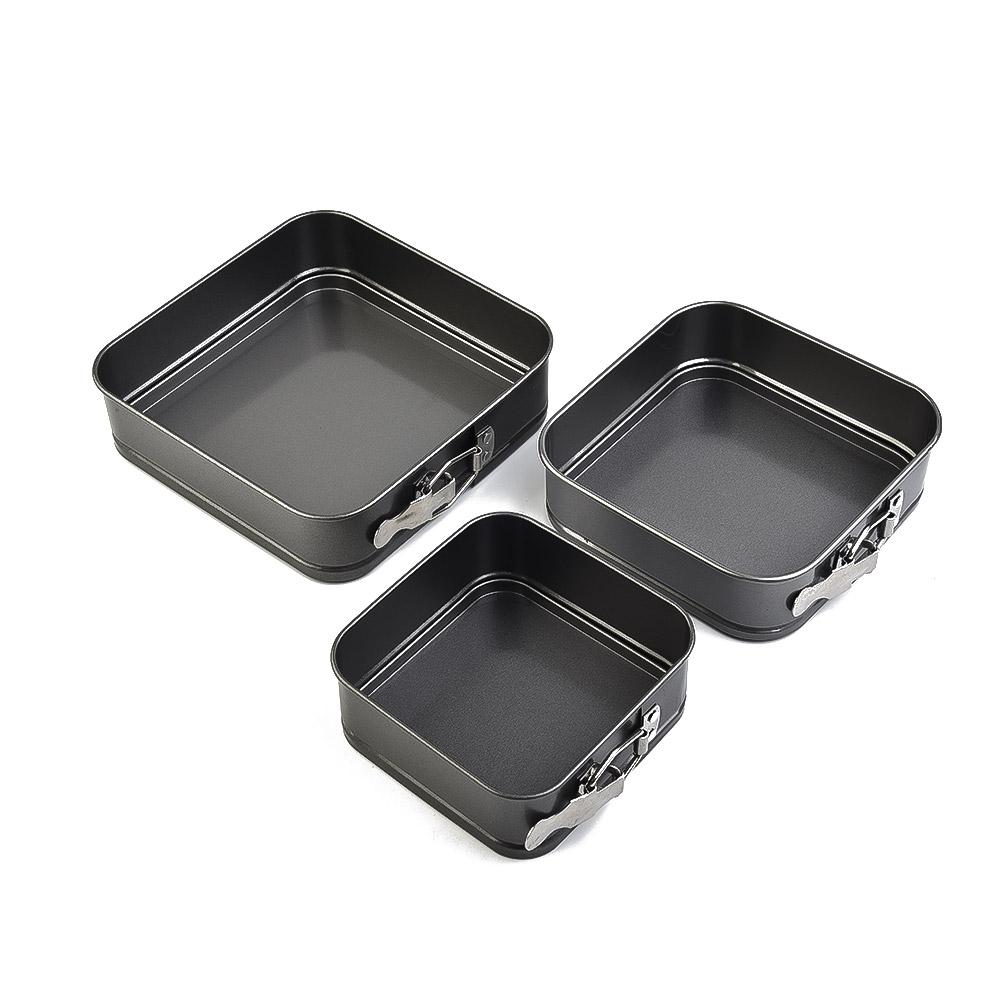 3Pcs Set Square Cake Tins for Mold Non Baking Bake Trays Pan Leak Proof Seal Oven Safe Carbon Steel for Cakes Mousse Torte