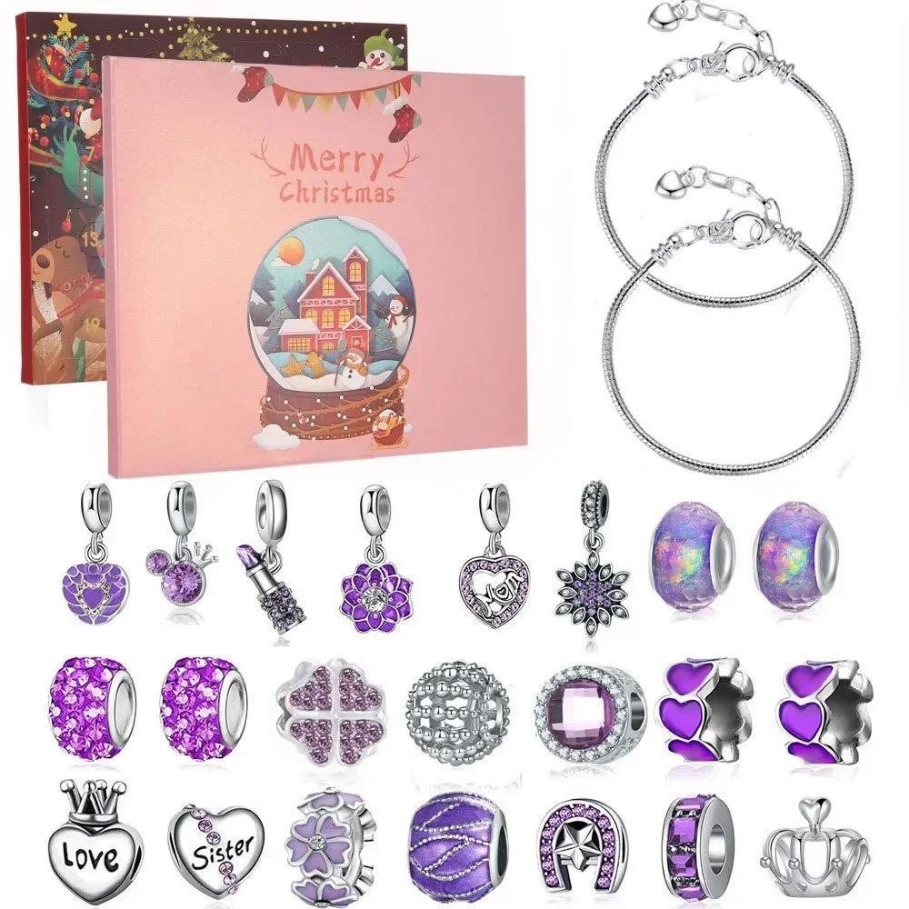 Christmas Advent Calendar Bracelet 24 Days Christmas Countdown Calendar Bracelets Set DIY Jewelry Making Kit Christmas Gift