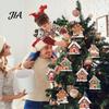 Decorative Wooden Holiday Crafts 24/36Pcs Gingerbread House Christmas Ornaments, Xmas Tree Decor with Rope, Hanging for Ornaments Party New Year Home