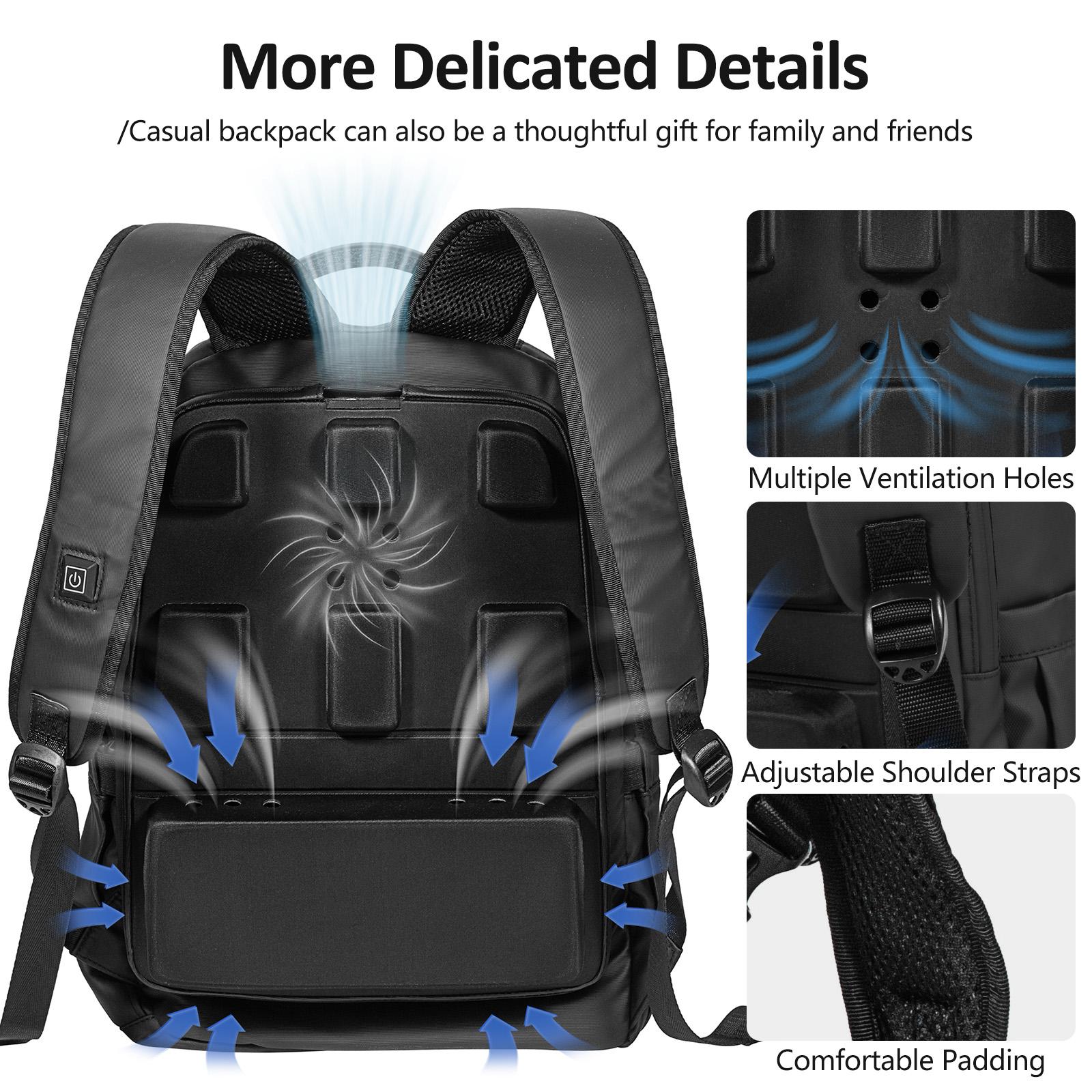 Lixada Рюкзак с охлаждающим вентилятором с питанием от USB. Рюкзак для ноутбука большой — фото 11