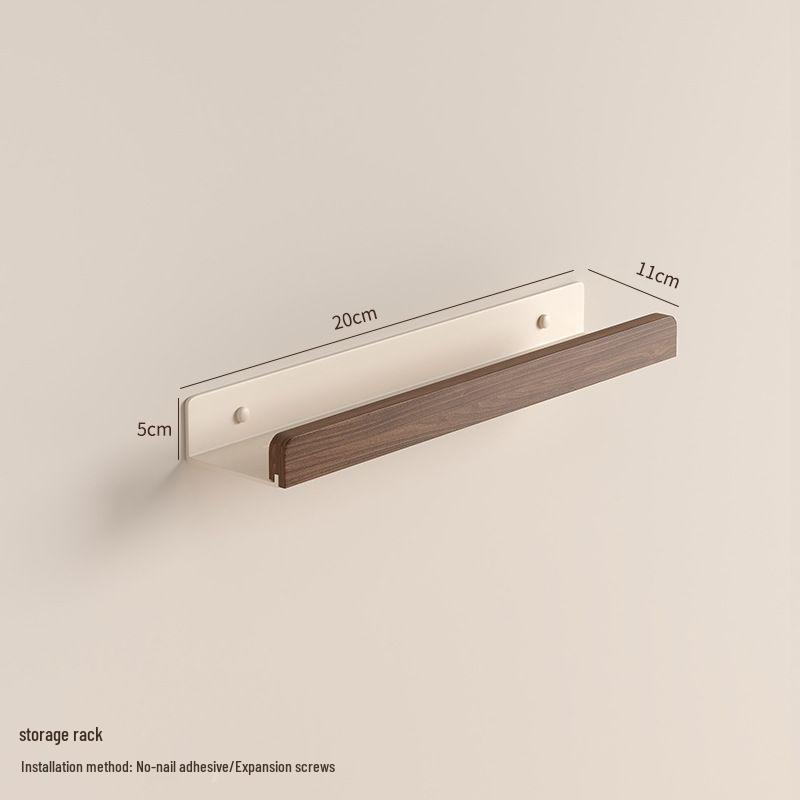 Walnut Cream White Bathroom Shelf - No-Punch Toilet Washstand Storage Rack