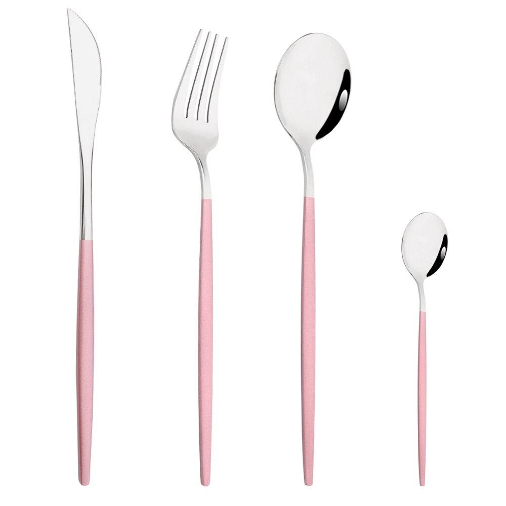 Red Silver Dinnerware Set Dinner Fork Knife Soup Ice Spoon Cutlery Set Stainless Steel Western Flatware Silverware Set