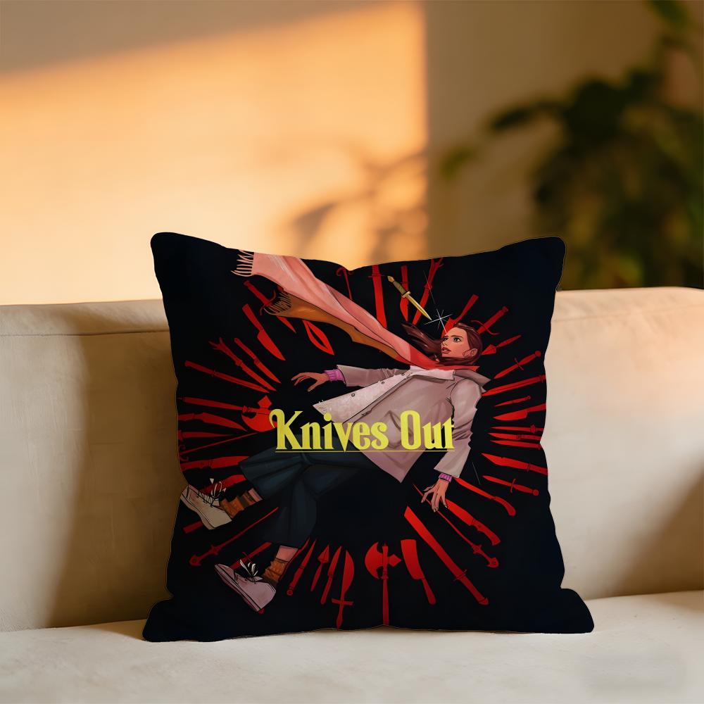 Knives Out Cushion Cover Cozy Velvet Throw PillowSoft Warm Cushion For Sofa  Bed