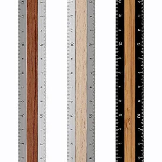 Midori Aluminum Wood 42270006 of & Ruler, 15cm, Black, (Pack 2)