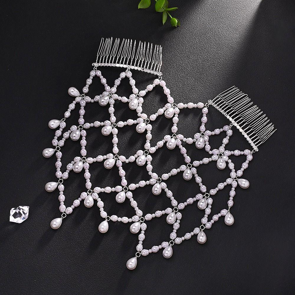 Luxury Beaded Headpiece Boho Pearl Hair Chain Vintage Wedding Hair Comb  Bridal Wear