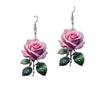 Pink Rose Forest Style Acrylic Earrings - Retro Artistic Gift