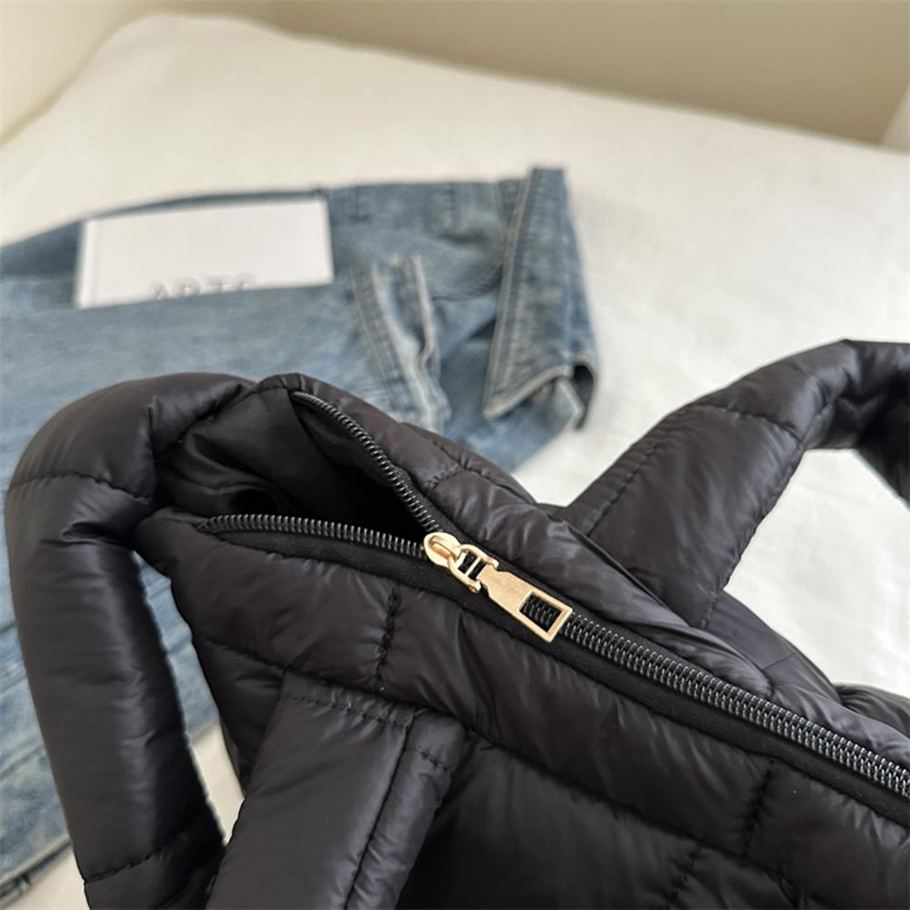 Women Quilted Shoulder Bag Puffer Tote Handbag Large Capacity Travel Top Handle Bag Commute Crossbody Bags Puffy Messenger Bag